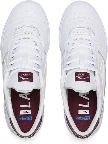Lakai Skateboard Shoes Cambridge White/Burgundy Leather in Saudi Arabia