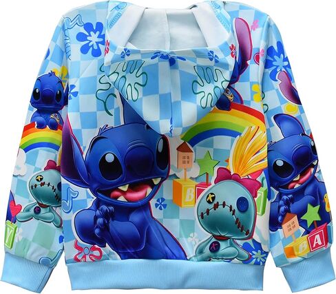 BFBYFDM الفتاة هوديي غرز كم طويل لينة البلوز الجرافيك هودي الاطفال ثلاثية الأبعاد الكرتون لطيف البلوفرات ملابس علوية للفتيات in Kuwait