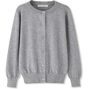Girls Crewneck Cardigan Sweater Cotton School Uniforms Button Long Sleeve Knit Sweaters Tops, 2T-13Years in Saudi Arabia