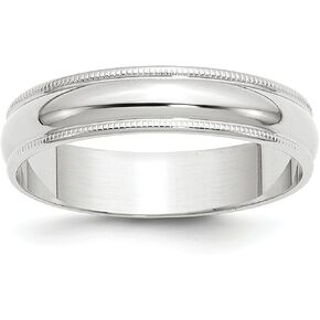 Solid 10k White Gold 5 mm Round Milgrain Wedding Band Ring in Saudi Arabia