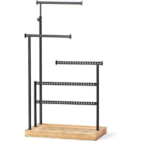 Zhithink Jewelry Holder Organizer Stand, Jewelry Organizer, 5 Tiers Jewelry Holder for Necklace Bracelet Ring, 66 Holes for Earings, Adjustable Tall 21.65'' ?Max?, Display Towers - Carbonized Color in Kuwait