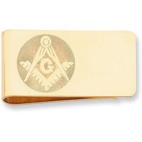 Sonia Jewels Gold-Plated Masonic Slim Business Credit Card Holder Money Clip - 50mm x 25mm in Kuwait