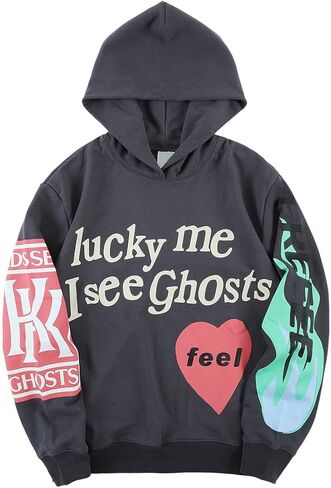 Chainsaw Man Men's Hoodies Lucky Me I See Ghosts Graphic Athletic Sportswear Cotton Oversized Pullover Hooded Sweatshirt in Kuwait