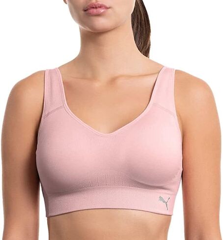 PUMA Womens Performance Seamless Sports Bra 2 Pack,Pink/White,Large in Saudi Arabia