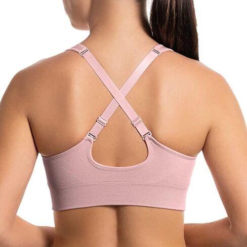 PUMA Womens Performance Seamless Sports Bra 2 Pack,Pink/White,Large in Saudi Arabia