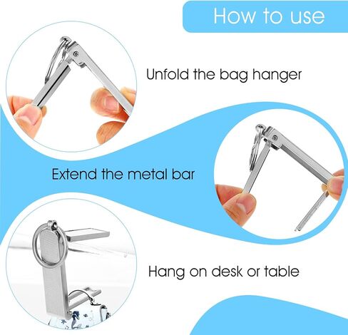 Amaxiu Instant Bag Purse Hook, 2 in 1 Desk Purse Holder Mobile Phone Stand Sliver Purse Hook Hanger Handbag Table Hook Keychain Hanger for Women Men in Saudi Arabia