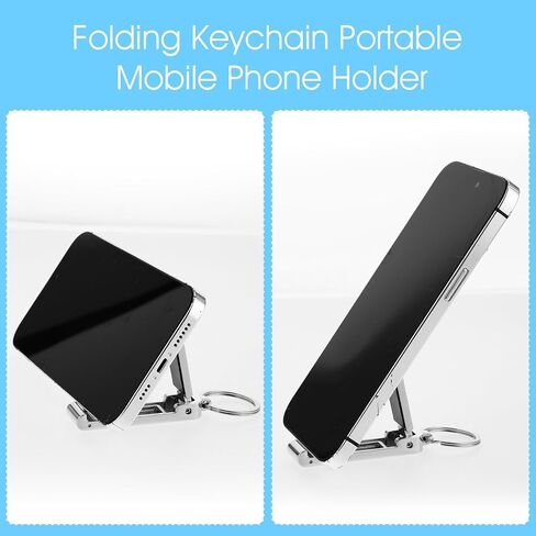 Amaxiu Instant Bag Purse Hook, 2 in 1 Desk Purse Holder Mobile Phone Stand Sliver Purse Hook Hanger Handbag Table Hook Keychain Hanger for Women Men in Saudi Arabia