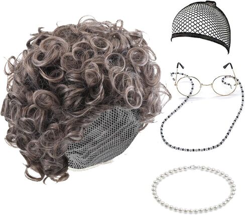 REU GLOBAL Old Men Costume for kids Kit Granny Grandpa Wig Costume Set for Adults Teens and Children in Saudi Arabia