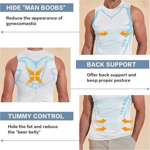 Beotyshow الأيونية تشكيل قميص بدون أكمام التثدي ضغط تانك الأعلى محدد شكل الجسم التخسيس سترة ملابس داخلية قميص in Kuwait