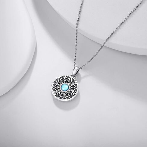 قلادة مدلاة من سيليكبا للنساء والرجال من الفضة الإسترلينية عيار 925 من حجر القمر سلتيك/فايكنغ تحمل صورًا من حجر القمر هدايا مجوهرات للنساء والزوجة والصديقة in Kuwait