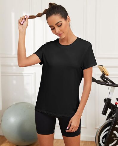 KevaMolly Workout Tops for Women UPF50+ Breathable Loose Fit Yoga T Shirts Short Sleeve Running Gym Athletic Tee Top in Saudi Arabia