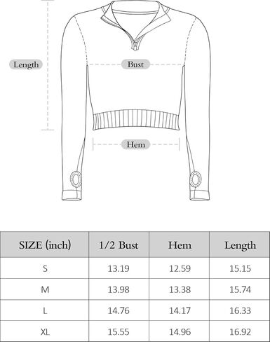 قمصان نسائية طويلة الأكمام للتمرين بنصف سحاب ورقبة واقفة تي شيرت مضلع بدون خياطة مع فتحات إبهام in Kuwait