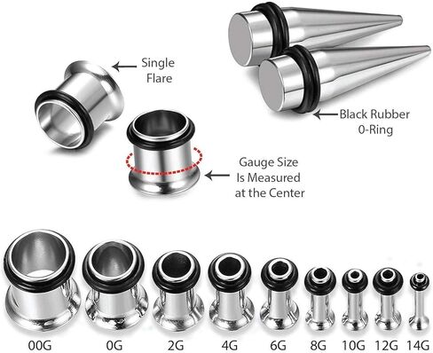 BodyJ4You 72 قطعة مجموعة مقاييس الرعاية اللاحقة بلسم زيت الجوجوبا الشمع 14G-00G أسود أبيض أكريليك المقابس الصلب التناقص التدريجي in Saudi Arabia