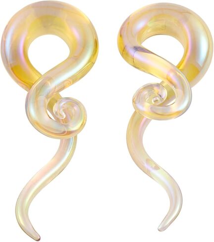 Stuppendux Ear Glass Spiral Tapers Plugs Tunnels Expander Hanger Gauges Earrings Stretching Body Piercings Jewelry Gauges 4G-1/2'' 5MM-12MM in Kuwait