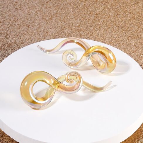 Stuppendux Ear Glass Spiral Tapers Plugs Tunnels Expander Hanger Gauges Earrings Stretching Body Piercings Jewelry Gauges 4G-1/2'' 5MM-12MM in Kuwait