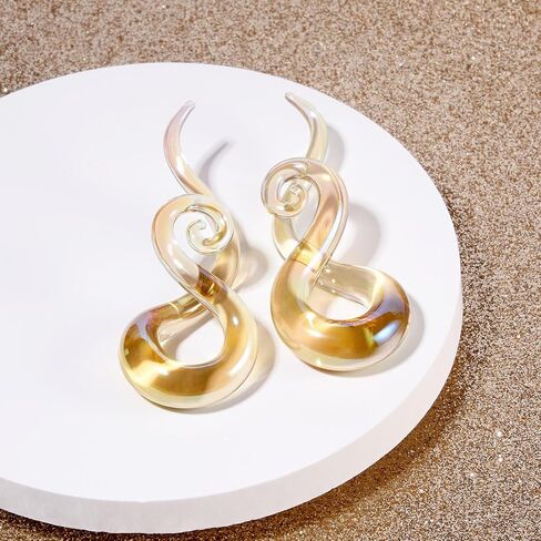 Stuppendux Ear Glass Spiral Tapers Plugs Tunnels Expander Hanger Gauges Earrings Stretching Body Piercings Jewelry Gauges 4G-1/2'' 5MM-12MM in Kuwait