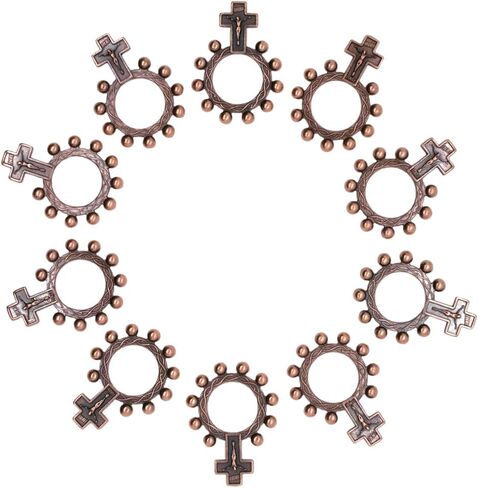 Ten Pack of Decade Rosary Rings | Metalic Rings - Copper, Silver-Tone, or Gold-Tone | Great Catholic Gift for First Holy Communion or Confirmation in Saudi Arabia