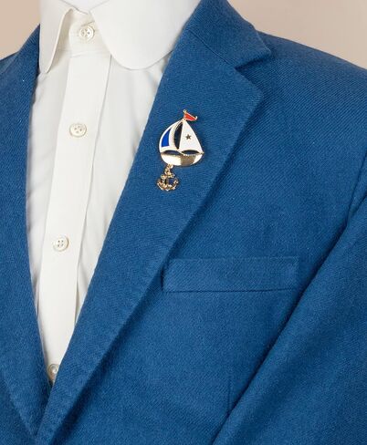 Knighthood White Sailboat With Anchor Hanging Brooch, Suit Stud, Shirt Studs, Lapel Pin Accessories for Men Women in Saudi Arabia