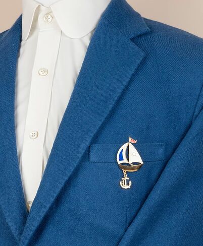 Knighthood White Sailboat With Anchor Hanging Brooch, Suit Stud, Shirt Studs, Lapel Pin Accessories for Men Women in Saudi Arabia
