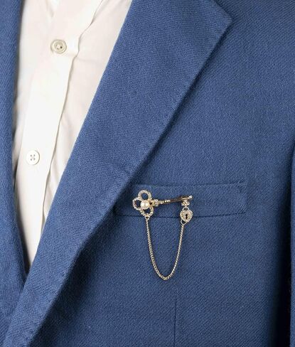 A N KINGPiiN Gold Key with Stones,Pearl Detailing and Hanging Chain Lapel Pin Badge Coat Suit Wedding Gift Party Shirt Collar Accessories Brooch for Men,A38 in Saudi Arabia