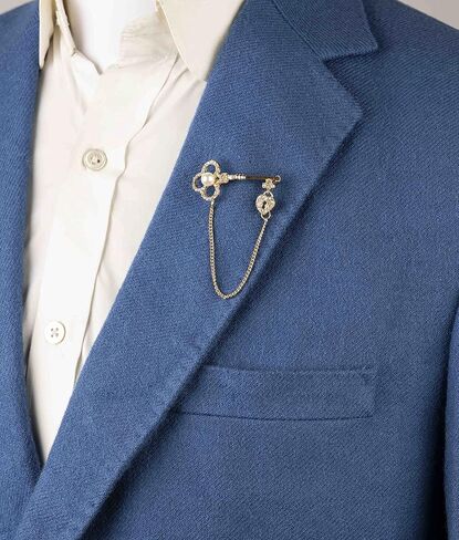 A N KINGPiiN Gold Key with Stones,Pearl Detailing and Hanging Chain Lapel Pin Badge Coat Suit Wedding Gift Party Shirt Collar Accessories Brooch for Men,A38 in Saudi Arabia