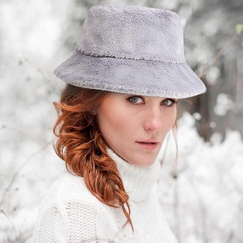 MaxNova Fuzzy Fleece Faux Fur Bucket Hat for Women in Kuwait