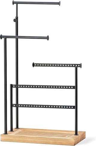 Zhithink Jewelry Holder Organizer Stand, Jewelry Organizer, 5 Tiers Jewelry Holder for Necklace Bracelet Ring, 66 Holes for Earings, Adjustable Tall 21.65'' ?Max?, Display Towers - Carbonized Color in Kuwait