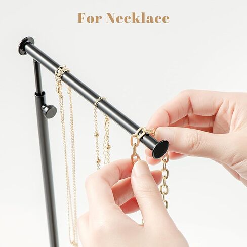 Zhithink Jewelry Holder Organizer Stand, Jewelry Organizer, 5 Tiers Jewelry Holder for Necklace Bracelet Ring, 66 Holes for Earings, Adjustable Tall 21.65'' ?Max?, Display Towers - Carbonized Color in Kuwait