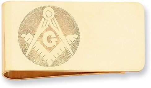 Sonia Jewels Gold-Plated Masonic Slim Business Credit Card Holder Money Clip - 50mm x 25mm in Kuwait
