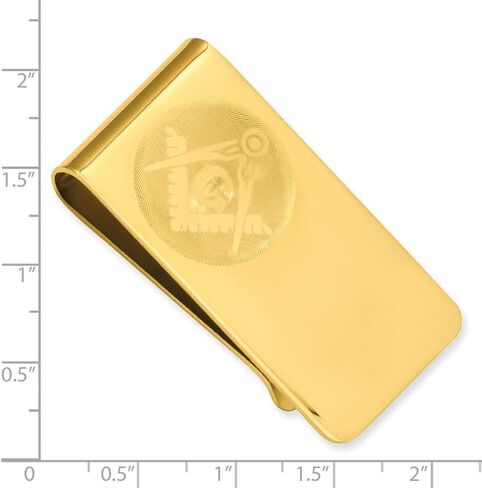 Sonia Jewels Gold-Plated Masonic Slim Business Credit Card Holder Money Clip - 50mm x 25mm in Kuwait