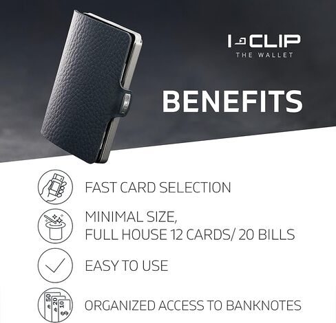 محفظة I-CLIP ® الصغيرة الأنيقة والنحيفة مع مشبك Moneyclip مصنوعة من مادة الروبوتينس والجلد in Kuwait
