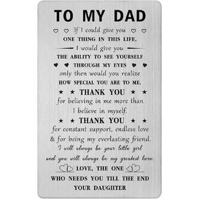 Mataly Gifts for Dad from Daughter - Dad I Will Always Be Your Little Girl - Birthday Card for Dad, Engraved Wallet Card