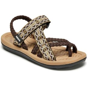 MEGNYA Comfortable Womens Hiking Sandals, Flip Flop Walking Sandals with Arch Support, Athletic Sandals with Hook and Loop Straps for Beach Vacation Adventure
