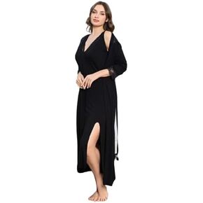B&B Bomb Baby Women's 2 Piece Nightgown and Robe Set Sexy Silk Slip Dress Chemise Nightgown