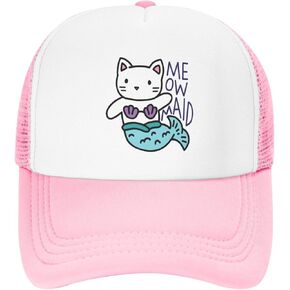 قبعة سائق الشاحنة الشبكية Meowmaid Cat Mermaid من Waldeal للفتيات، قبعة بيسبول قابلة للتعديل للأطفال من سن 3 إلى 13 عامًا in Kuwait