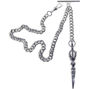 ووتش في شوب سلسلة ساعة جيب فضية اللون من البرت بتصميم فوربا القديم الكبير بمشبك دوار على شكل حرف T AC222، لون فضي، كلاسيكي in Kuwait