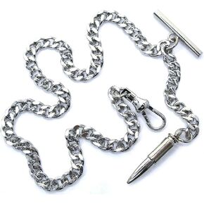 ووتش في شوب سلسلة ساعة جيب فضية مصقولة بدقة من البرت بتصميم رصاصة ومشبك دوار على شكل حرف T AC152A in Kuwait