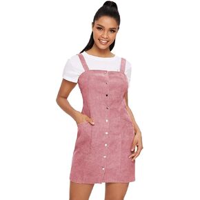 فستان Floerns النسائي القصير ذو الأزرار السفلية مع جيوب in Kuwait