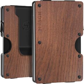 HIESGIE Minimalist AirTag Wallet for Men - Slim RFID Blocking Air Tag Metal Wallets with Money Clip - Front Pocket Aluminum Small Card Holder - Matte Black