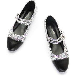 C.Paravano Mary Jane Shoes for Women | Women's Flats | Round Toe Mary Jane Flats | Dress Flats Shoes | Women Slip On Ballet Flats