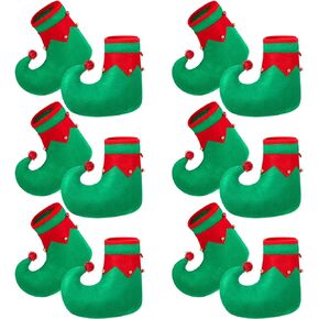 Kigeli 6 Pairs Christmas Elf Shoes for Kids Felt Elf Slippers Red and Green Clown Shoes with Bells Christmas Shoes Santa Elf Costume Shoes Elf Costume Accessories for Party Costume Supplies in Kuwait