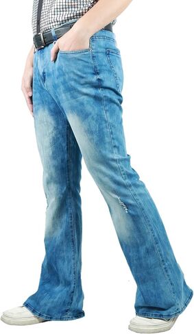 Akkad Kuti Mens Bell Bottom Pants 70s Disco Outfit Vintage Pants High Waisted Flare Jeans in Saudi Arabia