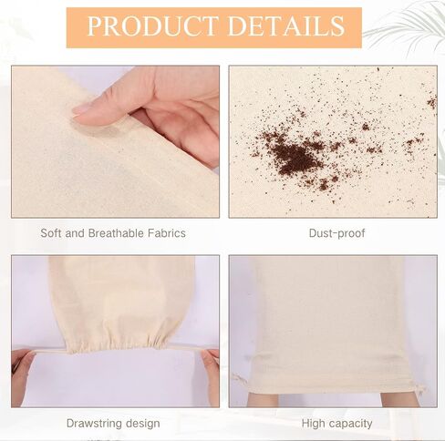 Hillban 50 Pcs Drawstring Bags Breathable Cotton Shoes Dust Bags Washable Muslin Shoe Pouch for Storage Pantry Gifts Travel Home Luggage Accessories, 10 x 15 Inch, beige, one size in Saudi Arabia