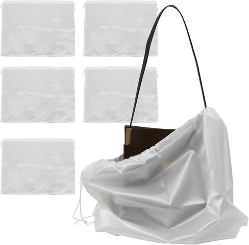 باتيور اغطية اكياس الغبار، 6 عبوات من حقائب التخزين برباط من القماش الحريري لحقائب اليد والمحافظ والأحذية والجزمة، (19.6 انش × 15.7 انش) ابيض in Kuwait