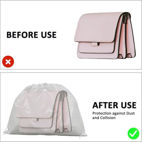 باتيور اغطية اكياس الغبار، 6 عبوات من حقائب التخزين برباط من القماش الحريري لحقائب اليد والمحافظ والأحذية والجزمة، (19.6 انش × 15.7 انش) ابيض in Kuwait