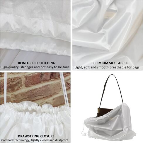 باتيور اغطية اكياس الغبار، 6 عبوات من حقائب التخزين برباط من القماش الحريري لحقائب اليد والمحافظ والأحذية والجزمة، (19.6 انش × 15.7 انش) ابيض in Kuwait