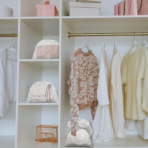 باتيور اغطية اكياس الغبار، 6 عبوات من حقائب التخزين برباط من القماش الحريري لحقائب اليد والمحافظ والأحذية والجزمة، (19.6 انش × 15.7 انش) ابيض in Kuwait