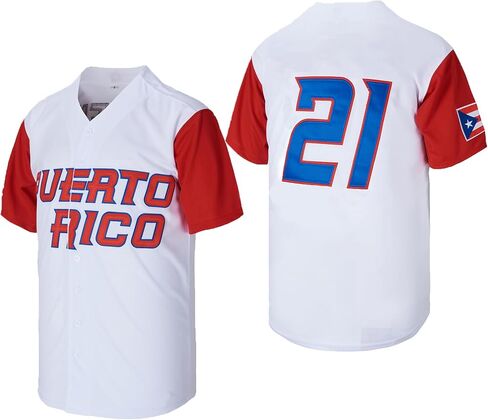 Kekambas Puerto Rico #21 روبرتو كليمنتي World Game Classic Men Baseball Jersey مخيط in Saudi Arabia