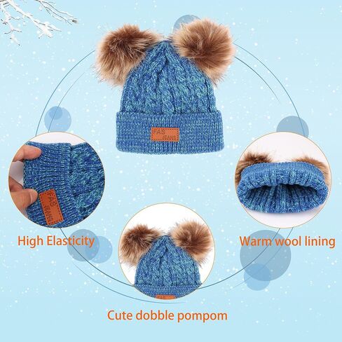 Winter Beanie Hat Scarf Gloves Set for Kids, Winter Warm Set Knitting Cap Neck Warmer Gloves for Girls Boys 2-10 Year in Saudi Arabia