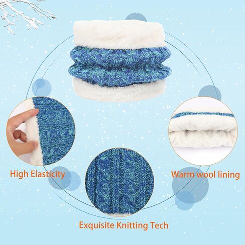 Winter Beanie Hat Scarf Gloves Set for Kids, Winter Warm Set Knitting Cap Neck Warmer Gloves for Girls Boys 2-10 Year in Saudi Arabia